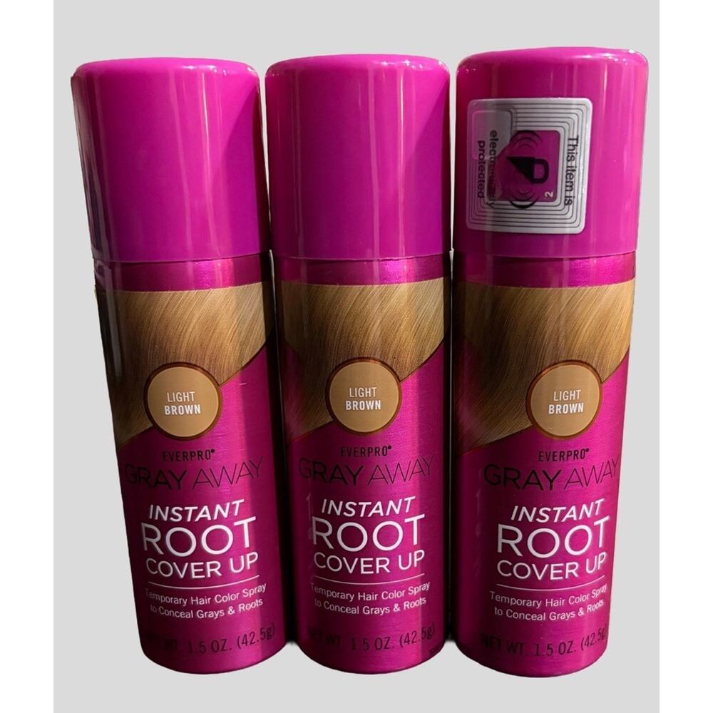 Everpro Gray Away Instant Root Cover Up Light Brown Spray 1.5oz Hair Color Lot 3